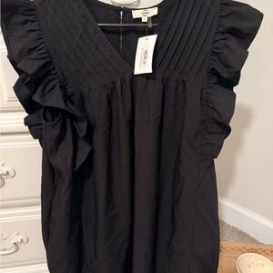 Black Ruffled V-Neck DRESS